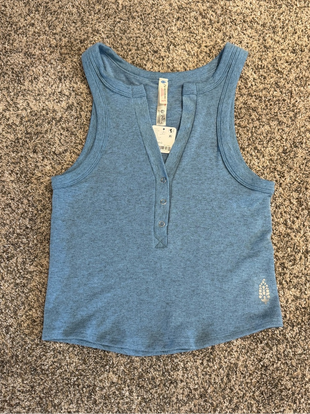 FP Movement by Free People Heathered Blue Henley Tank